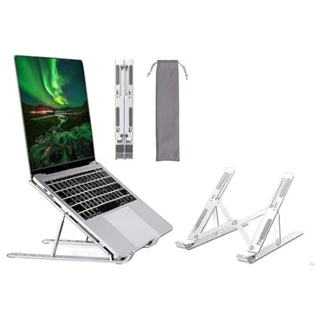 6 Angles Adjustable | Foldable Portable Laptop/Desktop Stand with Adjustable Height Riser Stand Holder Compatible for MacBook, HP, Dell, Lenovo & All Other Notebook (Silver)